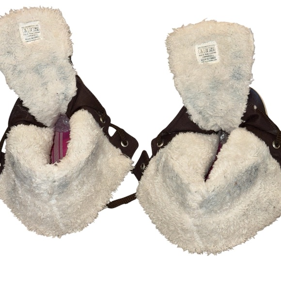 Leather Lace up Boots Sneakers High-top Size 7.5 Faux Fur Lining Keds - Picture 8 of 8